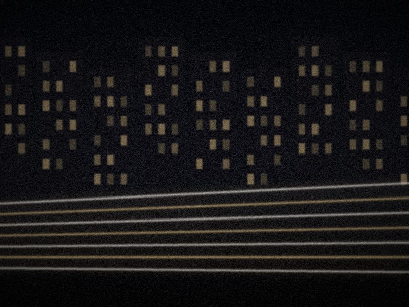 Avenue parisienne de nuit traversée par des traînées lumineuses de phares